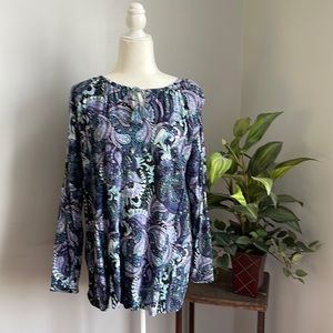J.Jill Paisley Print Peasant Blouse Large EUC